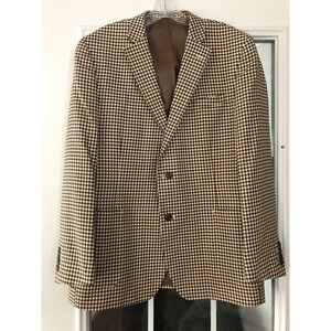 Stafford Sport Coat 44 REG Slim Fit Brown Gingham Check Wool‎ Blazer